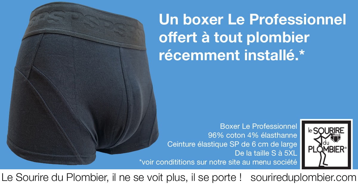 You are currently viewing Un boxer Le Professionnel offert à tout plombier récemment installé.*