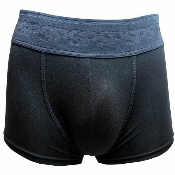 boxer de travail pour homme en coton noir avec ceinture élastique extra large SP, de 6 cm de large. Modèle Le Vitrier de Le Sourire du Plombier de face